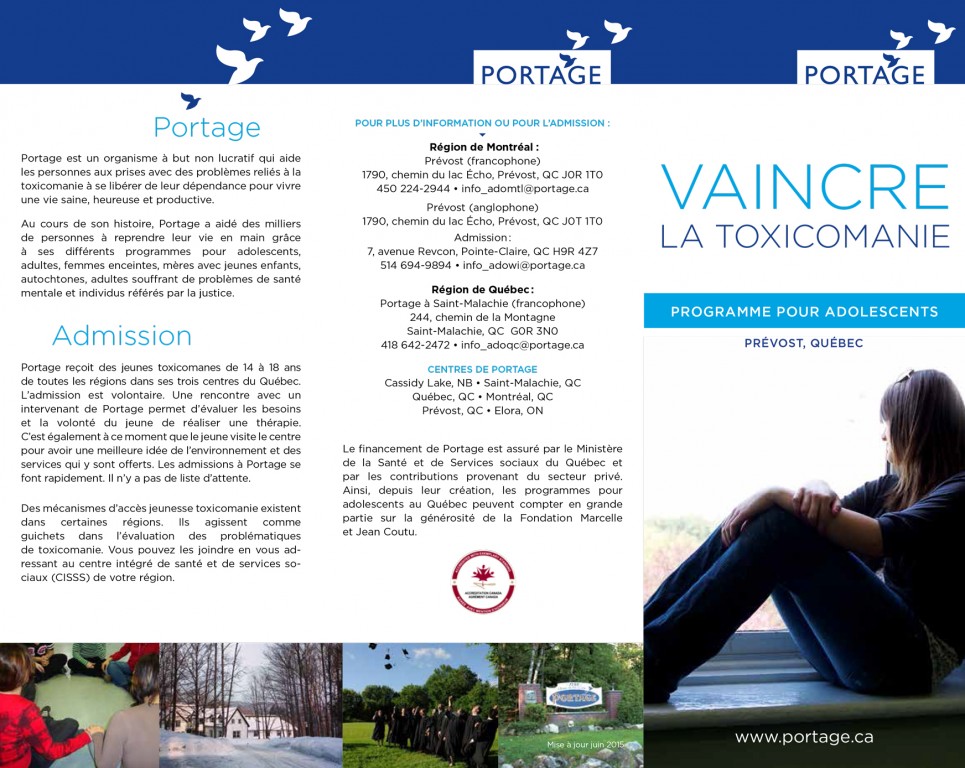 Programme pour adolescent - Portage - Dépliant français