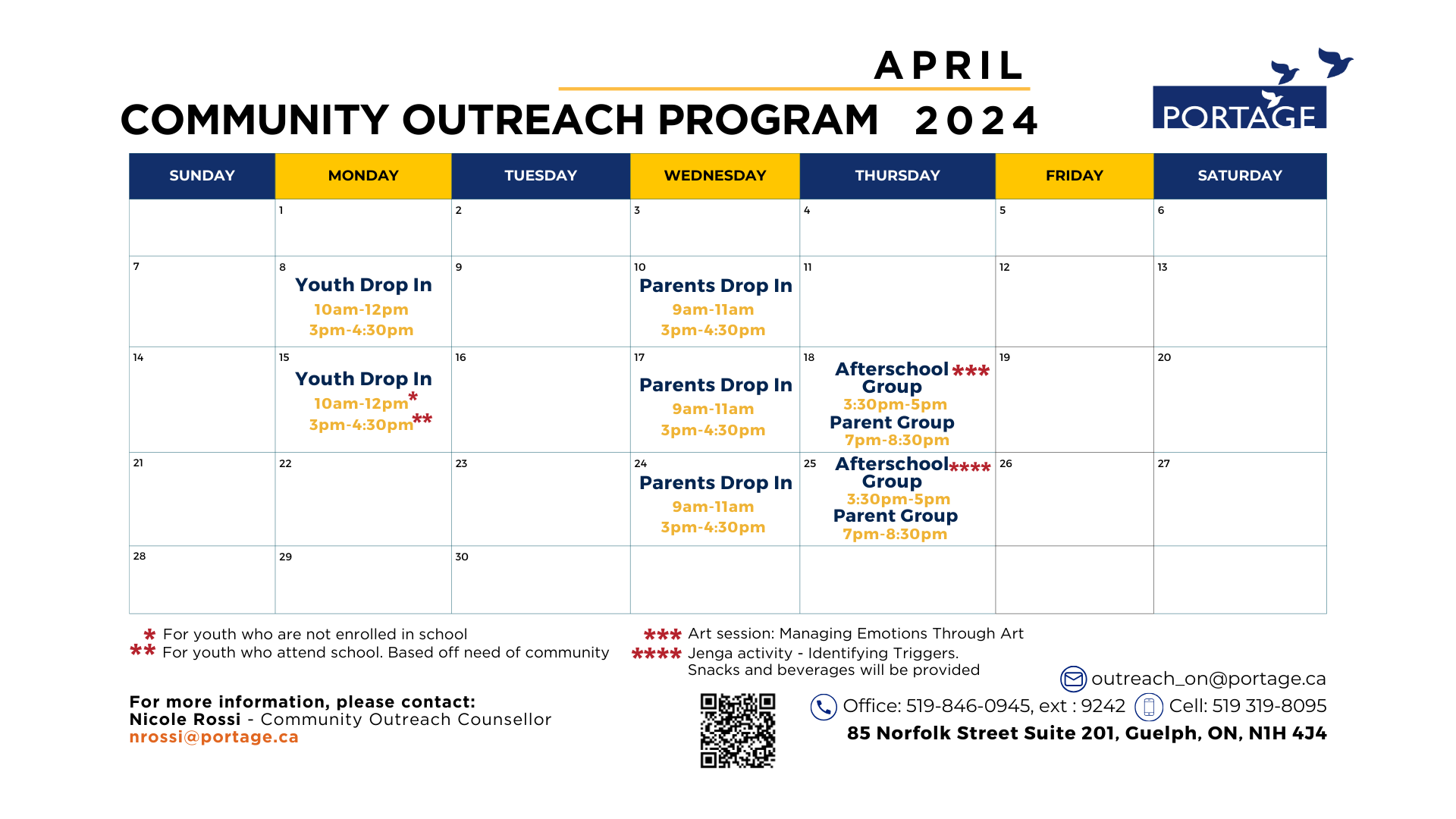Community Outreach Calendar - April 2024